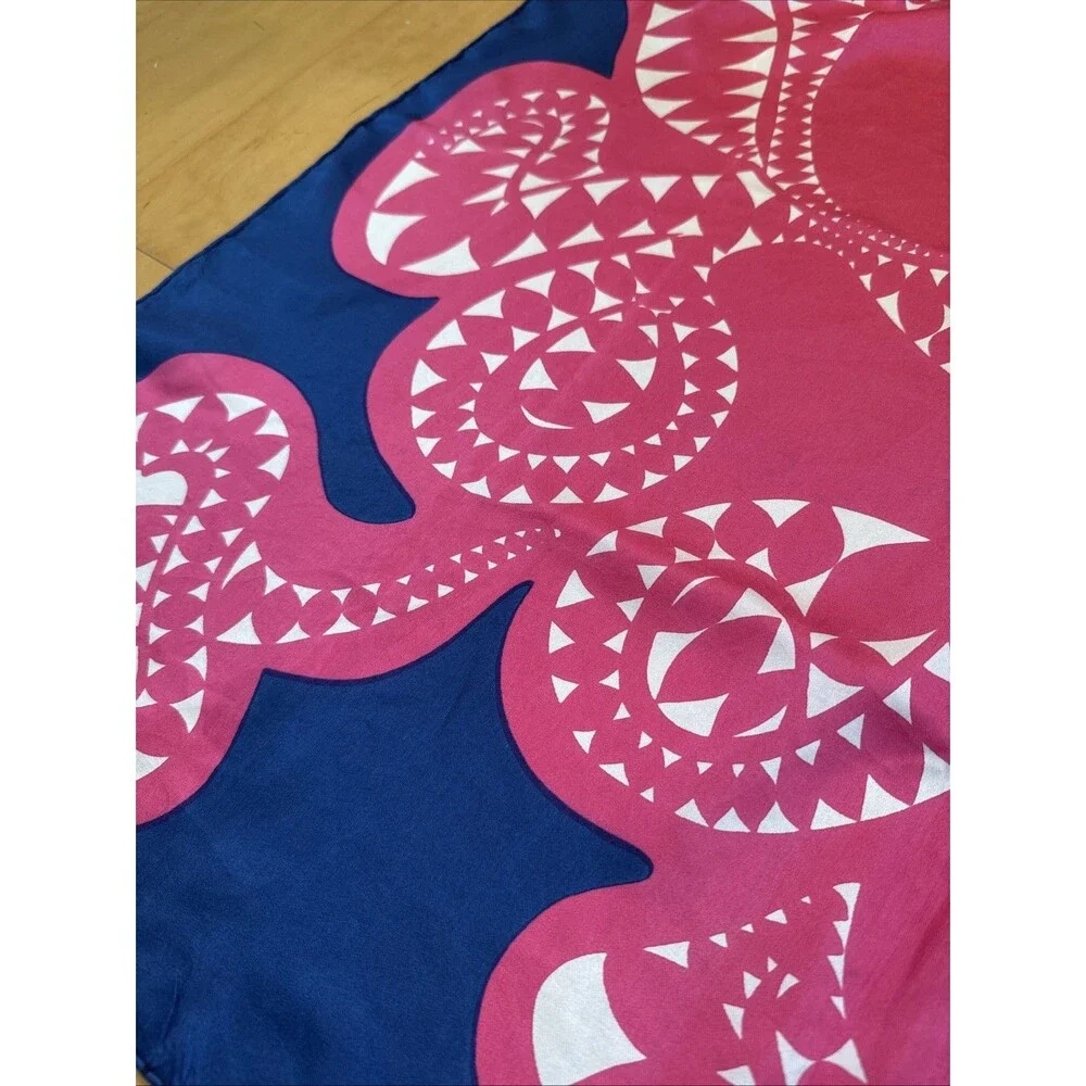 PINK & BLUE Unbranded Mod 100% Silk Square Scarf